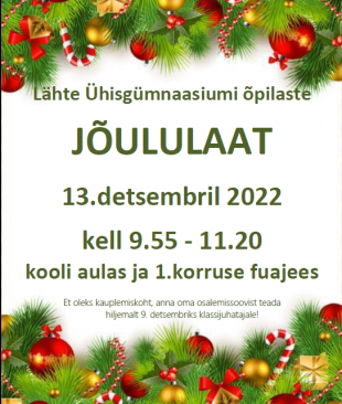 Kooli jõululaat toimub 13.detsembril